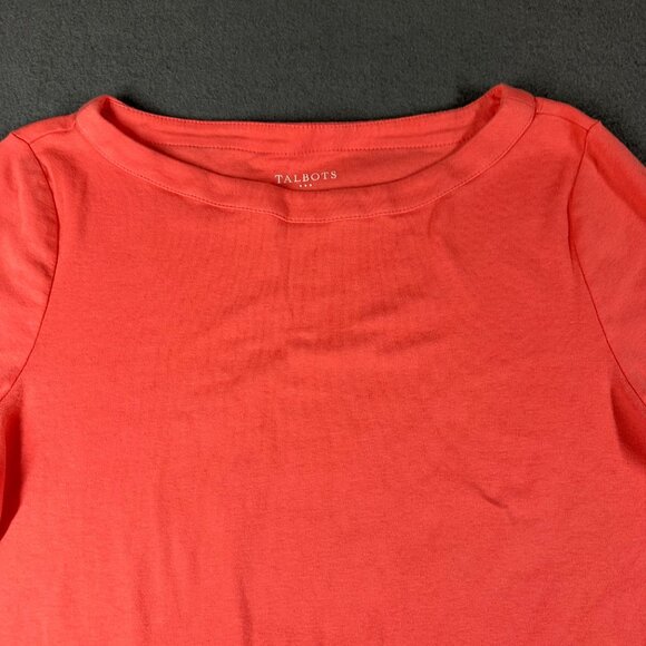 Talbots Factory Medium Coral Boat Neck Half Sleeve Pullover T-shirt Tee - Picture 4 of 8